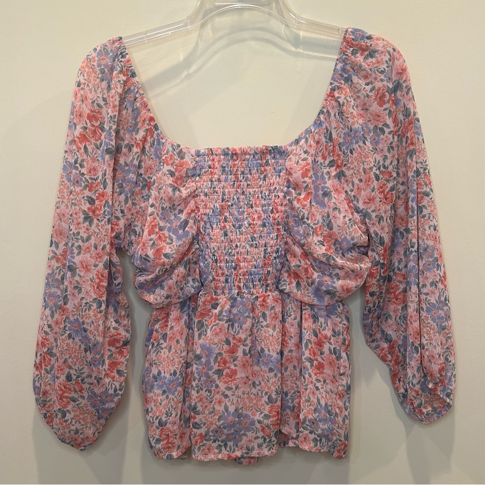American Eagle Chiffon Ruched Babydoll Top - Picture 5 of 8